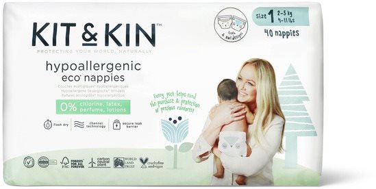 Öko pelenka Kit & Kin Eko Naturally Dry Nappies (40 db)