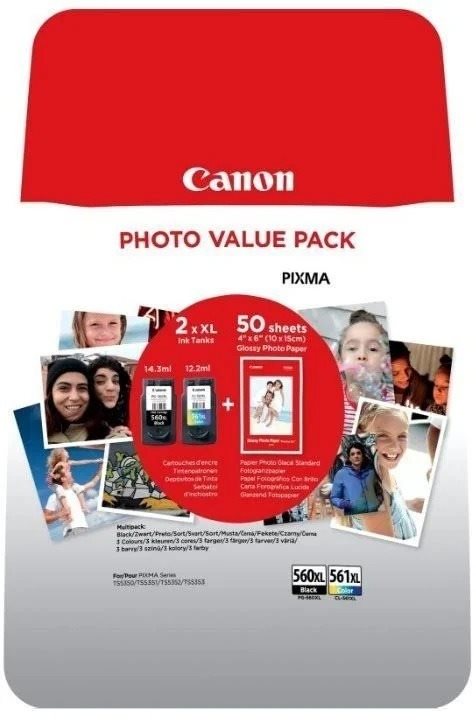 Tintapatron Canon PG-560XL/CL-561XL Multipack+ PP-201 10x15cm 50I