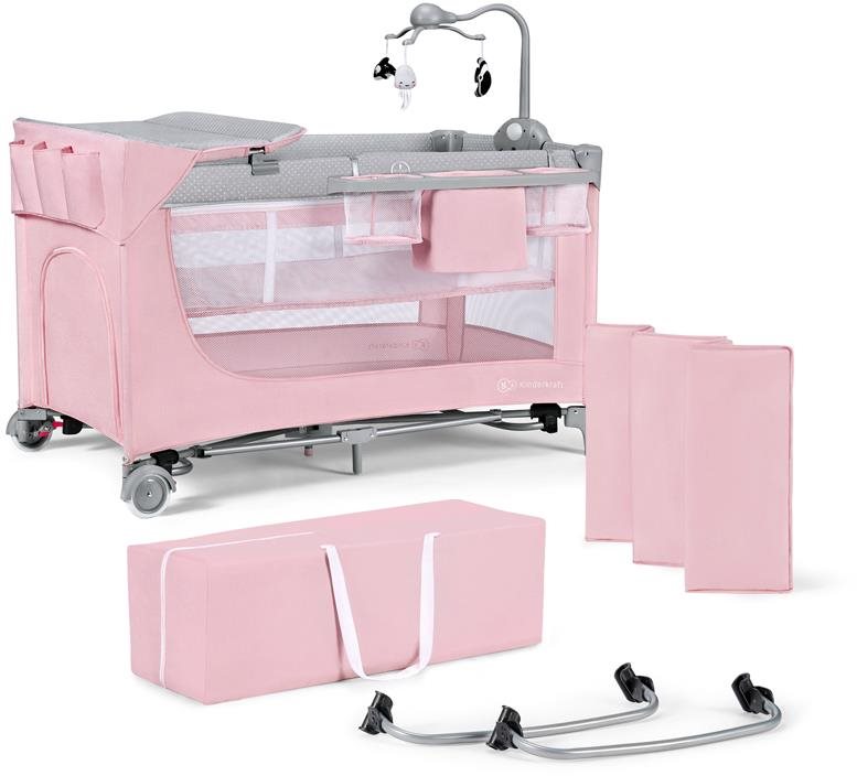 Utazóágy Kinderkraft Leody set Pink