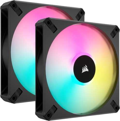 Számítógép ventilátor Corsair iCUE AF140 RGB ELITE Dual Pack Black + Lightning Node Core