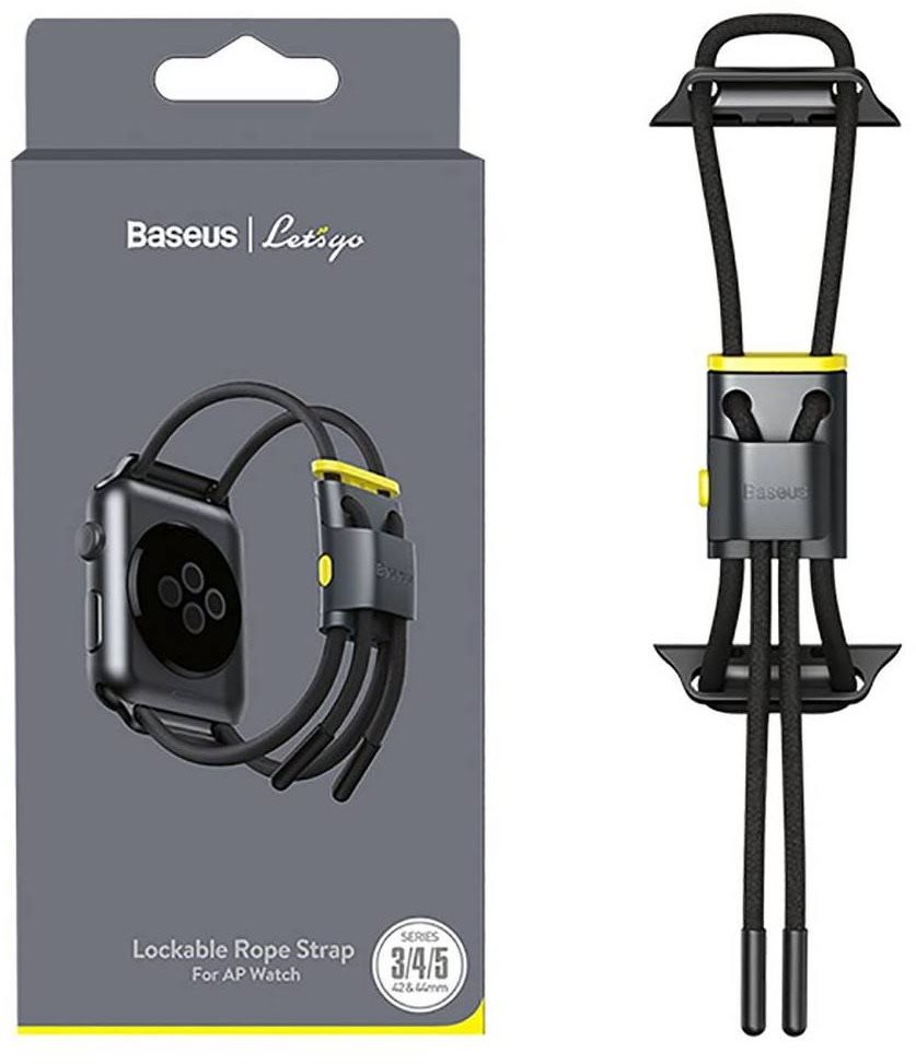 Szíj Baseus Lockable Rope Strap pro Apple Watch 42/44/45/Ultra 49mm Grey&Yellow