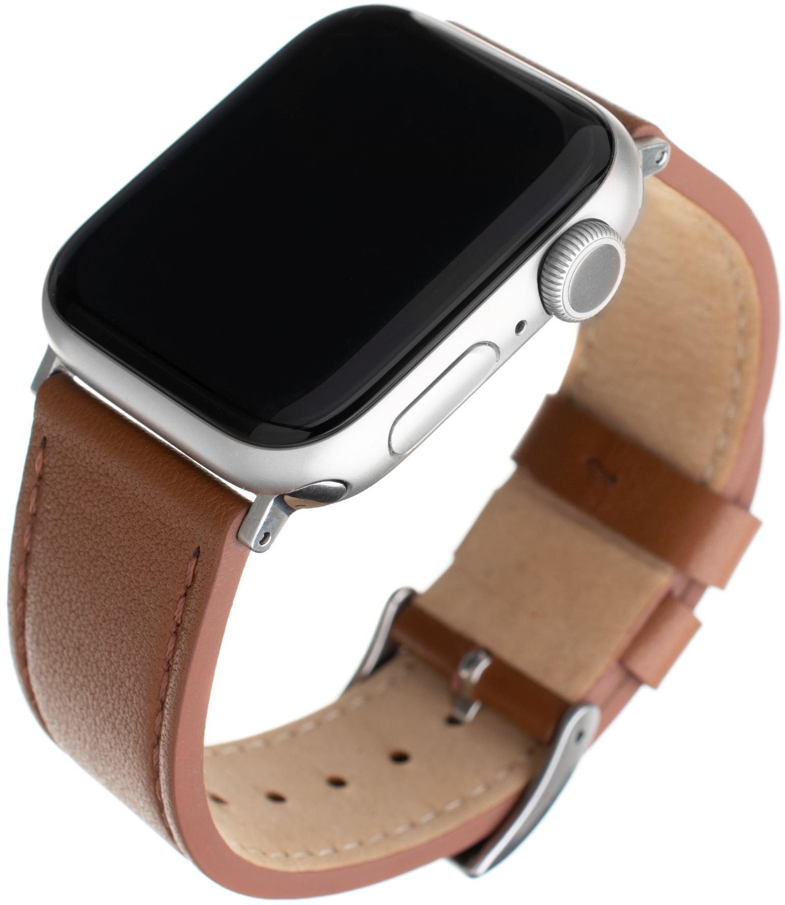 Szíj FIXED Leather Strap 42/44/45/Ultra 49mm-es Apple Watch-hoz - barna