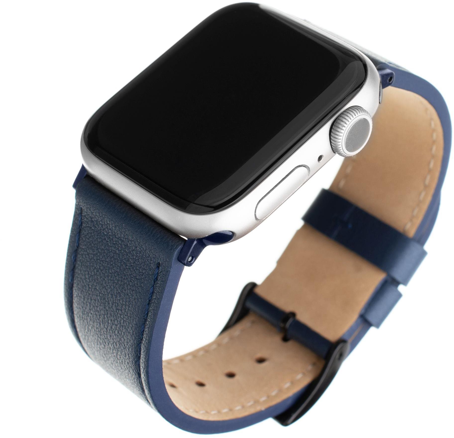 Szíj FIXED Leather Strap 42/44/45/Ultra 49mm-es Apple Watch-hoz - kék