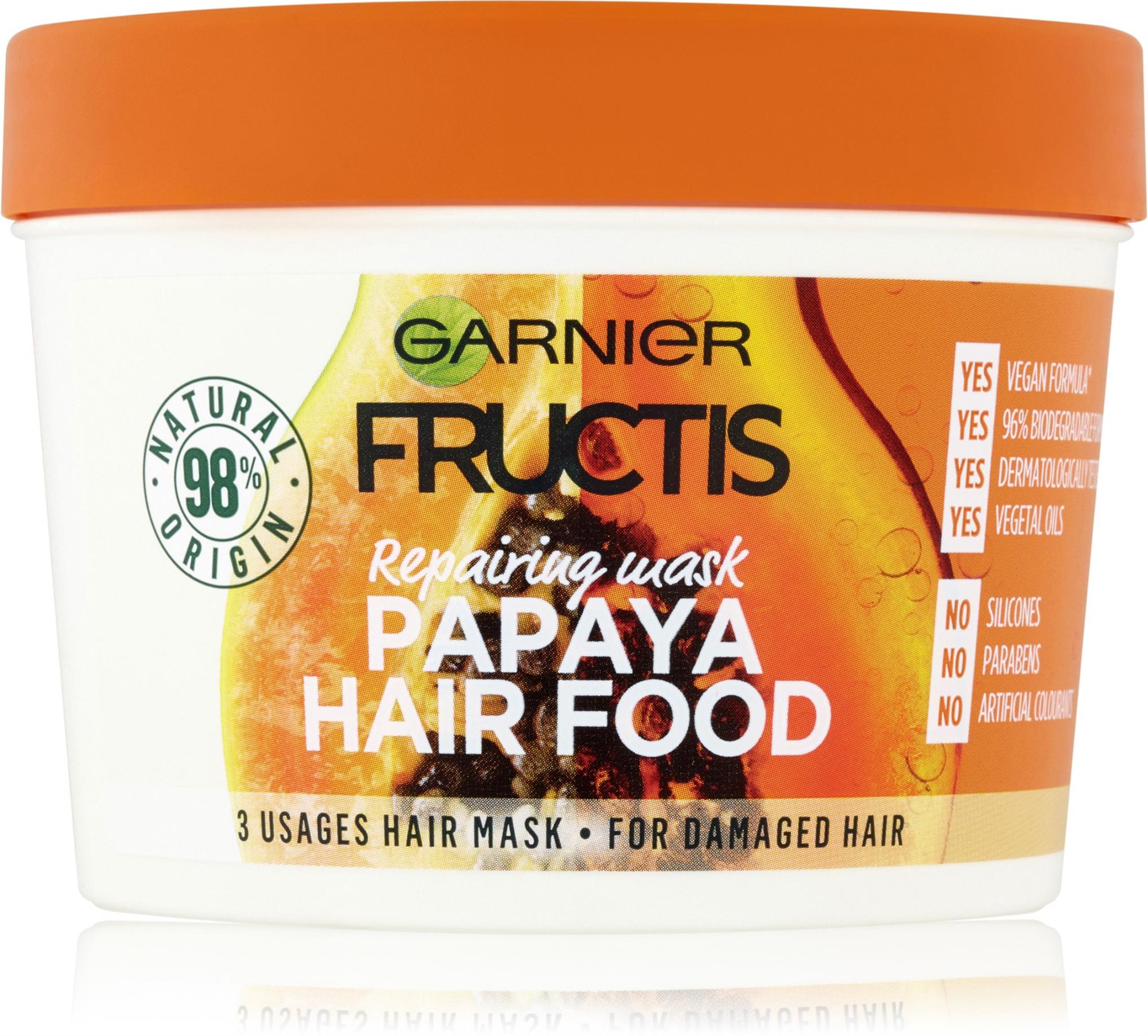 Hajpakolás GARNIER Fructis Hair Food Papaya Regeneráló hajpakolás 400 ml