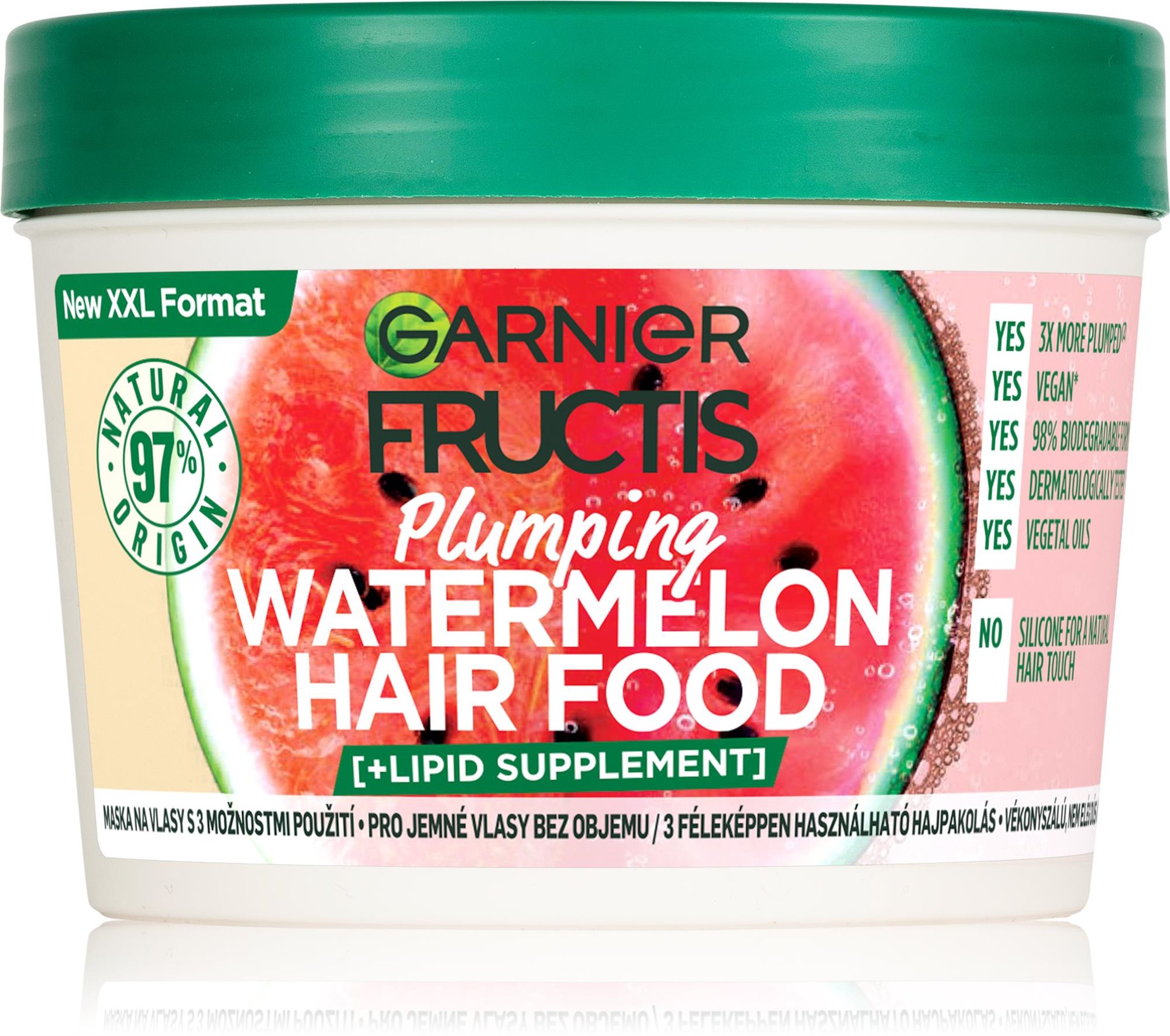 Hajpakolás GARNIER Fructis Hair Food Watermelon 3 az 1-ben hajpakolás 400 ml