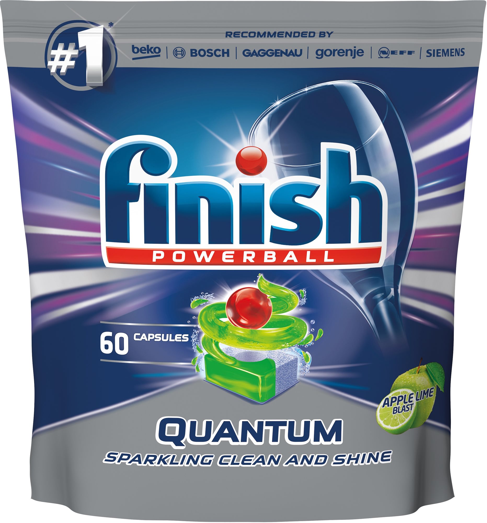 Mosogatógép tabletta FINISH Quantum Max Powerball Apple&Lime 60 db