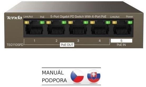 Switch Tenda TEG1105PD Gigabit PoE PD Fanless Switch 30W