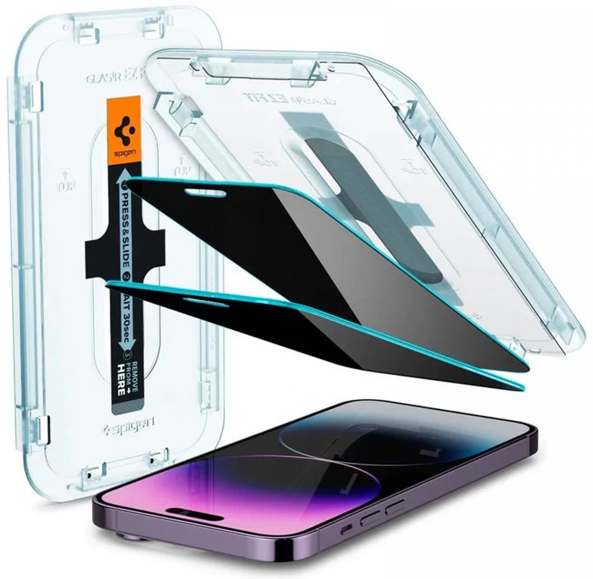 Üvegfólia Spigen Glass EZ Fit Privacy 2 Pack iPhone 14 Pro Max