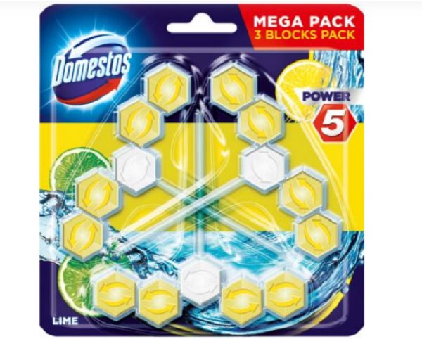 WC golyó DOMESTOS Power 5 Lime 3 x 55g