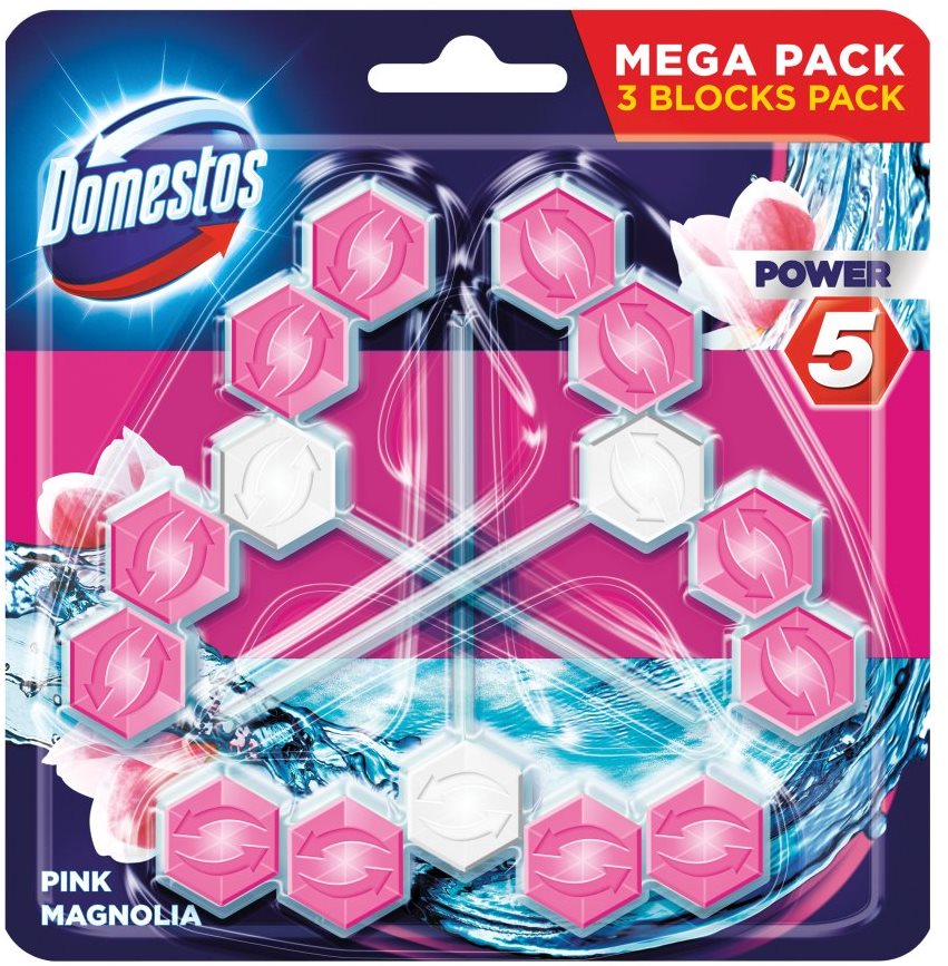 WC golyó DOMESTOS Power 5 Magnolia 3 x 55g