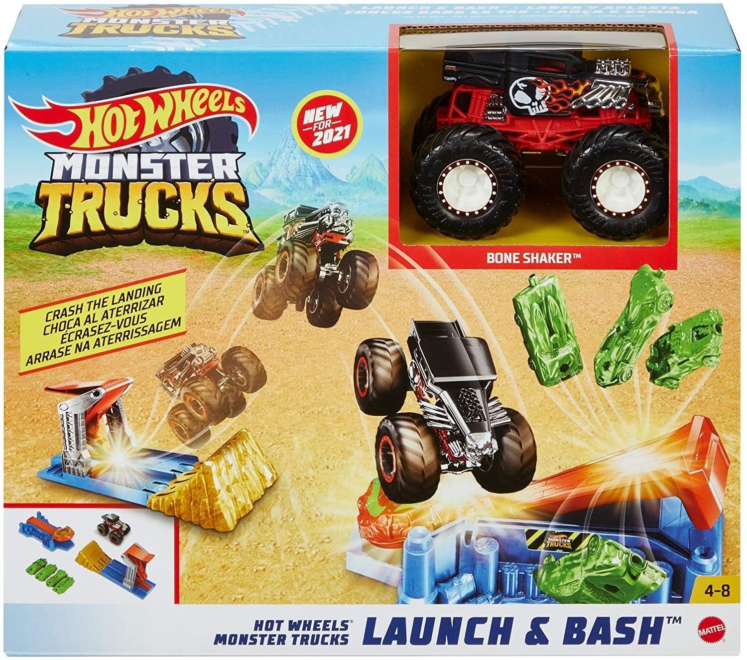 Autópálya játék Hot Wheels Monster Trucks Rajtolj el és találj célba játékkészlet