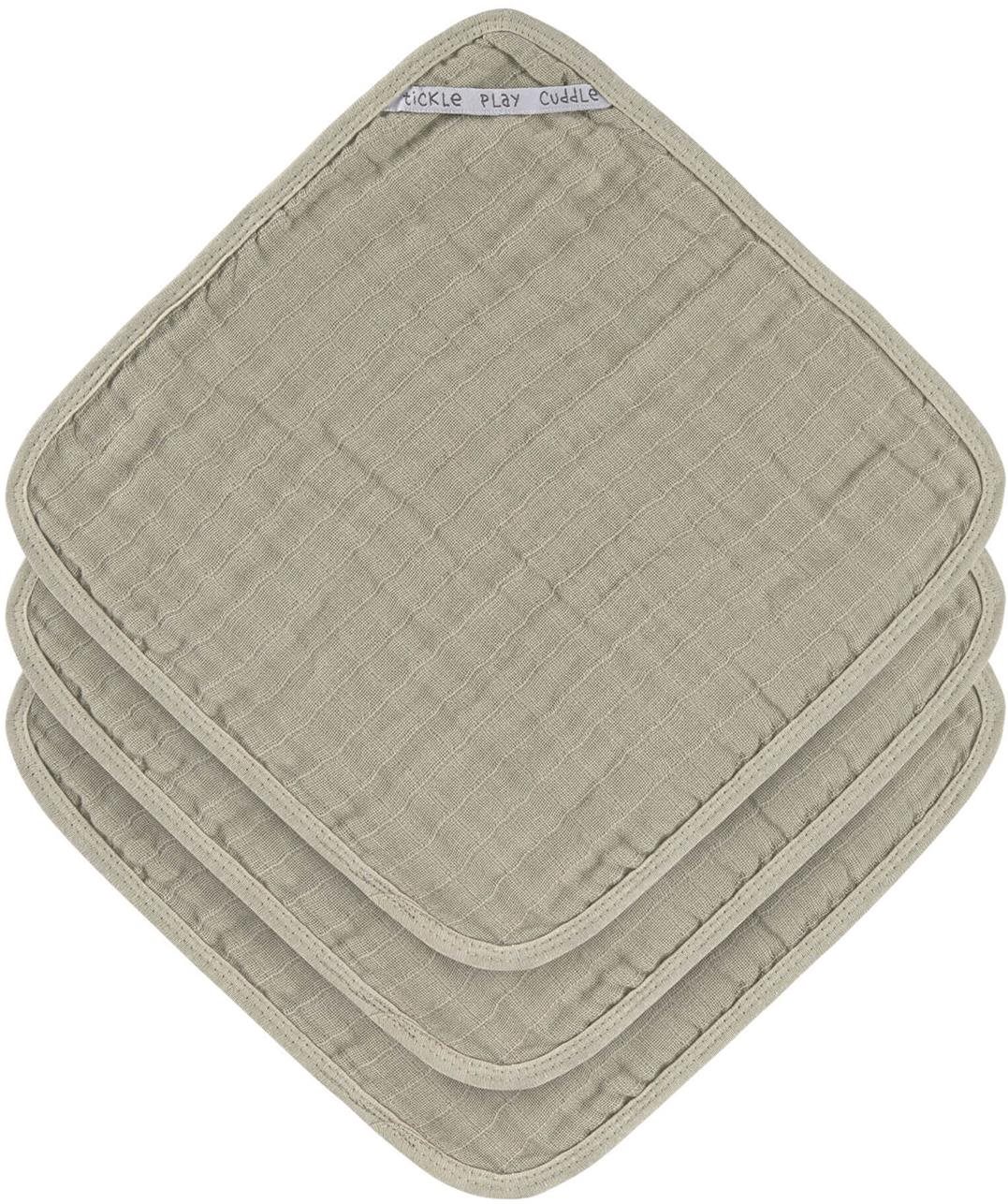 Mosdókesztyű Lässig Muslin Washcloth Set Olive 30 × 30 cm