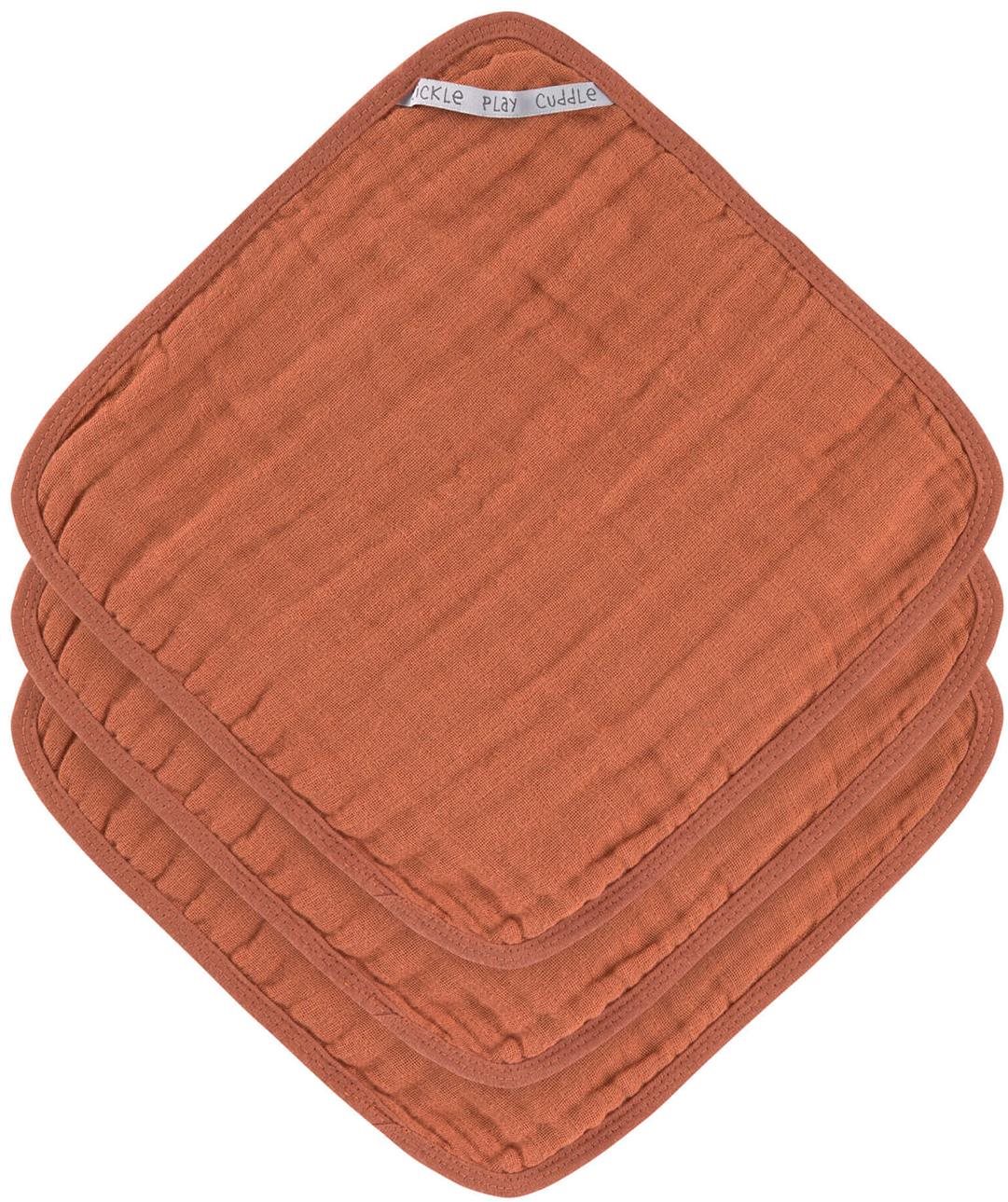 Mosdókesztyű Lässig Muslin Washcloth Set Rust 30 × 30 cm