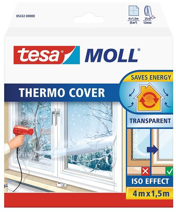 Ablakfólia tesamoll Thermo Cover átlátszó szigetelő fólia 4 m x 1