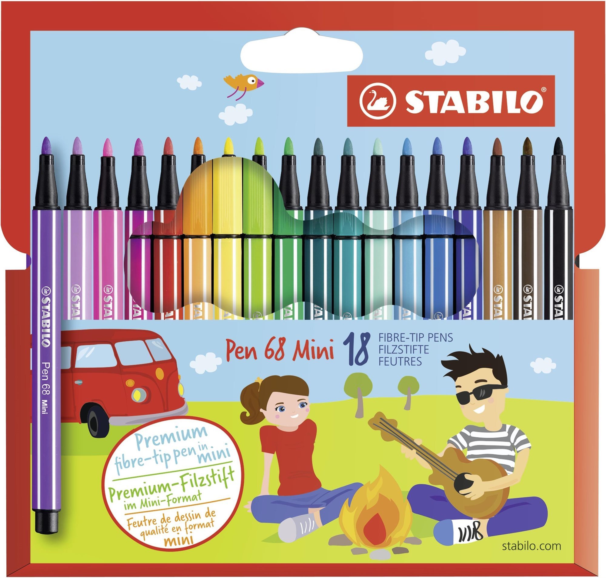 Filctoll STABILO Pen 68 Mini 18 db karton tok