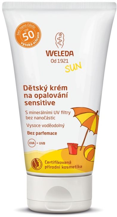 Napozókrém WELEDA SPF 50 Sensitive fényvédő krém gyerekeknek