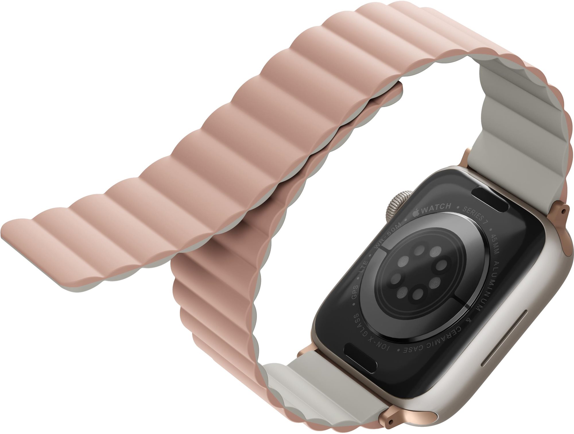 Szíj Uniq Revix Reversible Magnetic Szíj 38/40/41mm-es Apple Watch okosórához - rózsaszín/bézs