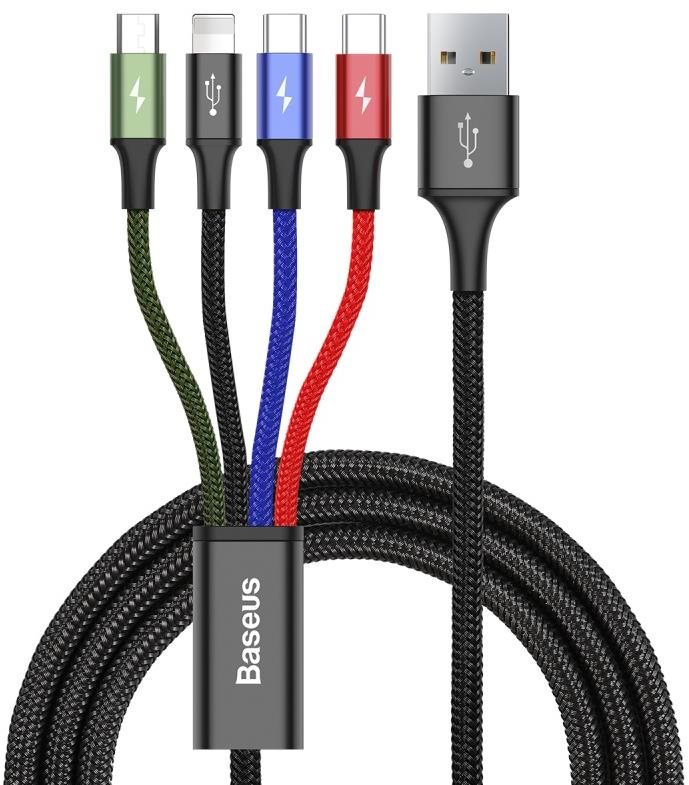 Adatkábel Baseus Gyorstöltő / adatkábel 4 az 1-ben Lightning + 2* USB-C + Micro USB 3