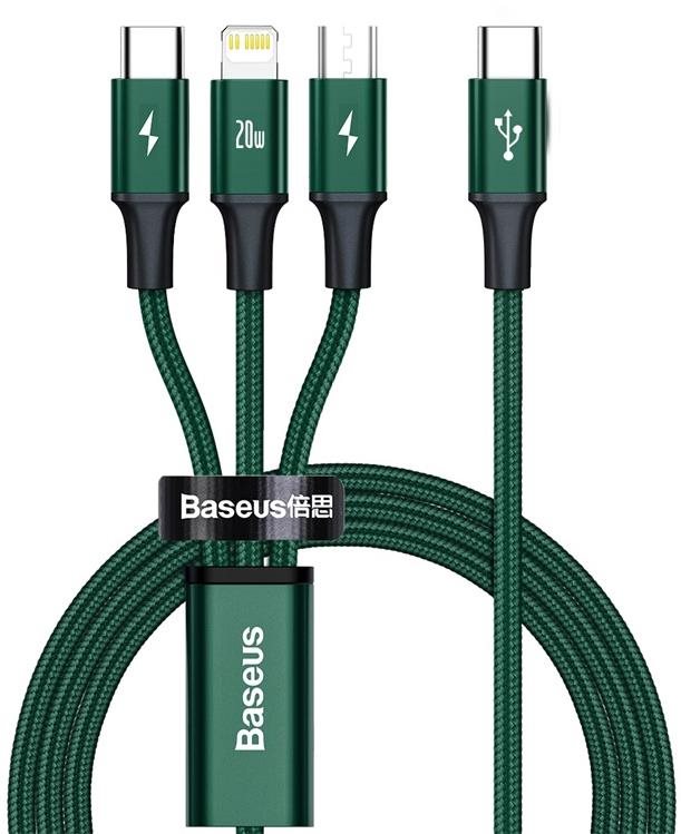 Adatkábel Baseus Rapid Series töltő / adatkábel 3 az 1-ben USB-C (USB-C + Lightning + USB-C) PD 20W 1