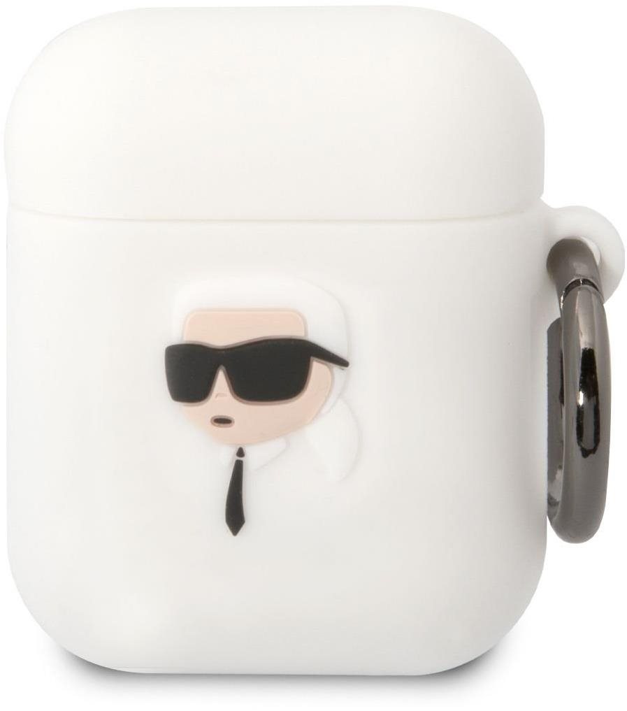 Fülhallgató tok Karl Lagerfeld 3D Logo NFT Karl Head szilikon tok Airpods 1/2 White készülékhez