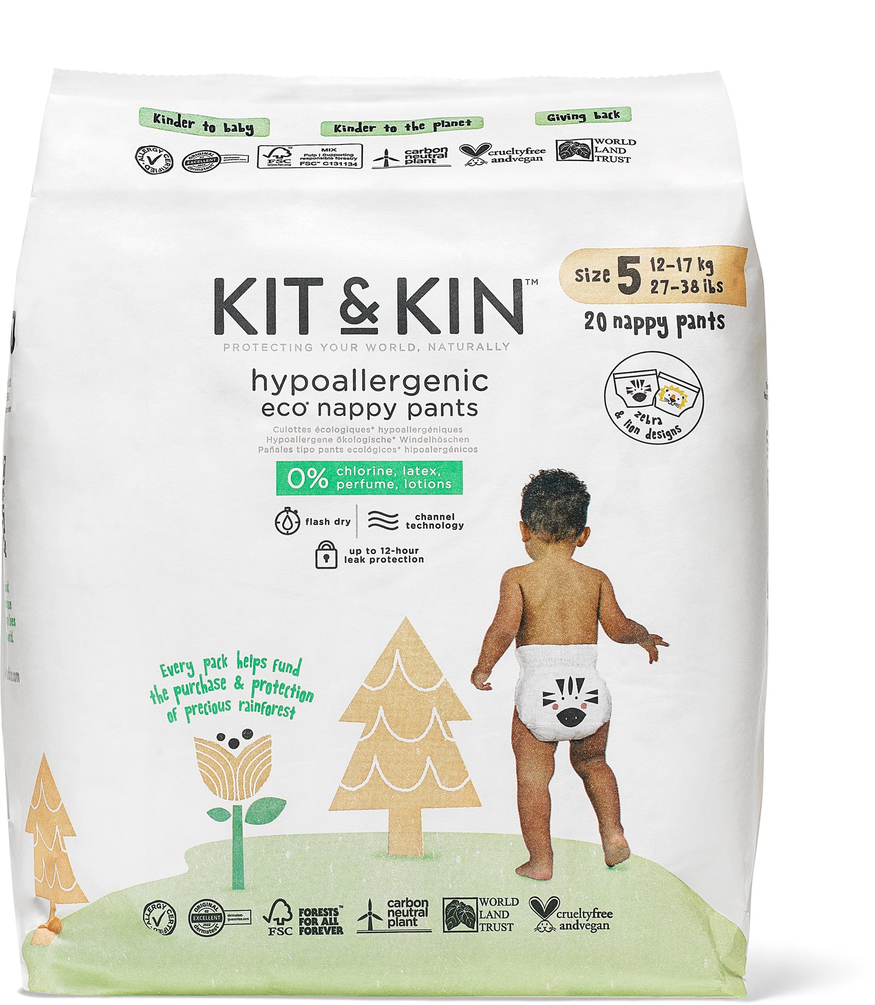 Öko bugyipelenka Kit & Kin Eko Nappy Pants Naturally Dry 5 (20 db)