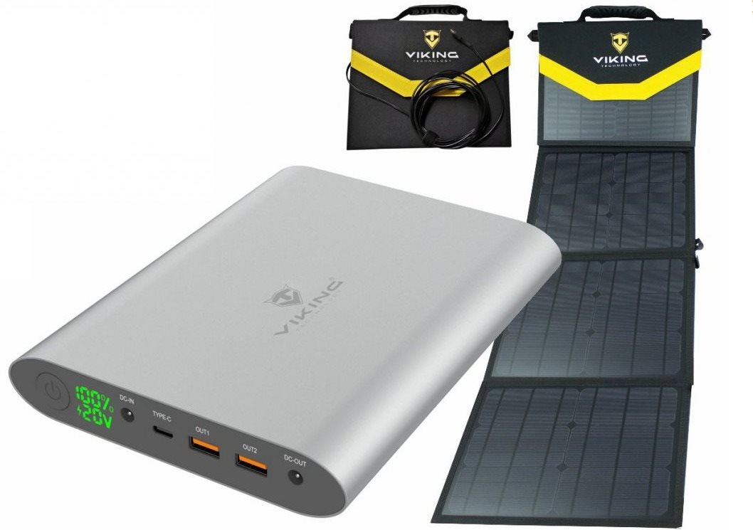 Töltő állomás Viking szett powerbank Viking Smartech II és napelem Viking L60 - szürke