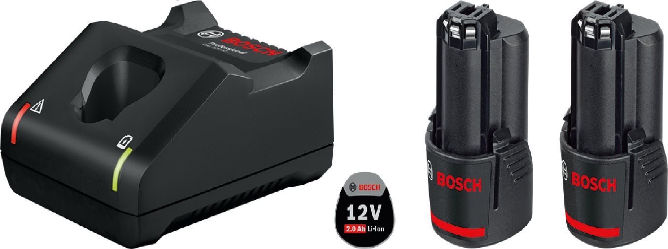 Töltő és pótakkumulátor BOSCH 2× GBA 12V 2.0Ah + GAL 12V-40