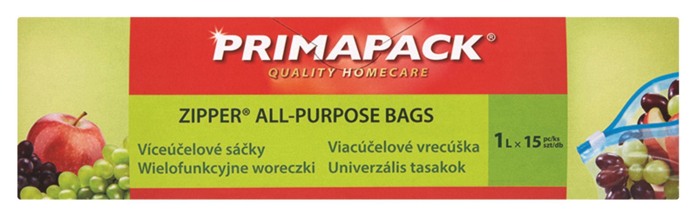 Zacskó PRIMAPACK Zipper® Többfunkciós tasakok 1 l