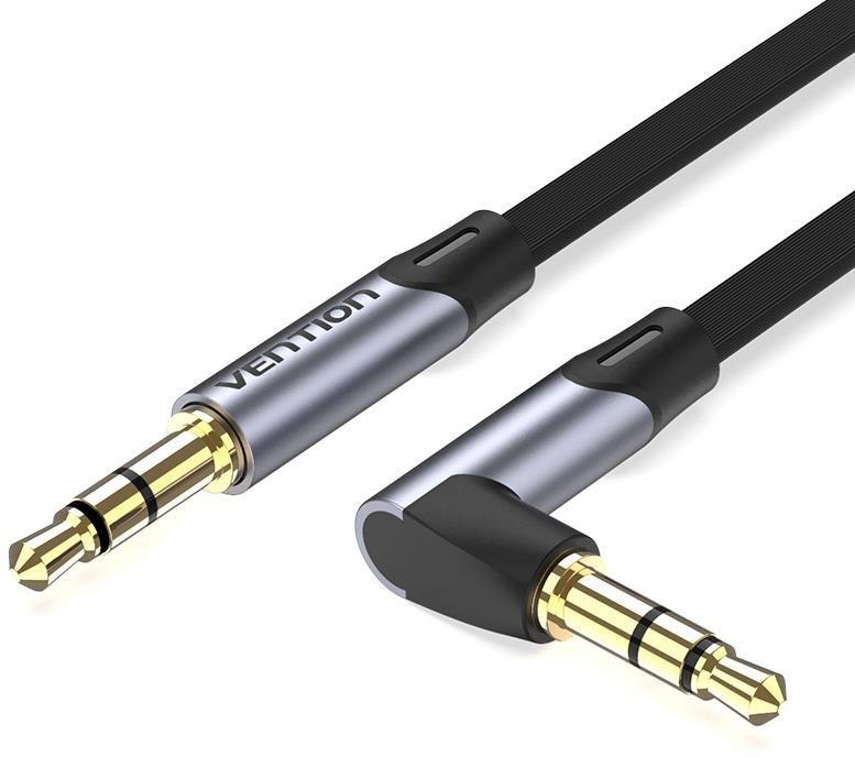 Audio kábel Vention 3.5mm Jack Right Angle Male to Male Flat Aux Cable 1.5m Gray Aluminum Alloy Type