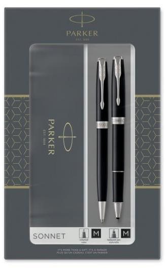 Írószer készlet PARKER Sonnet Matte Black CT Duo Set