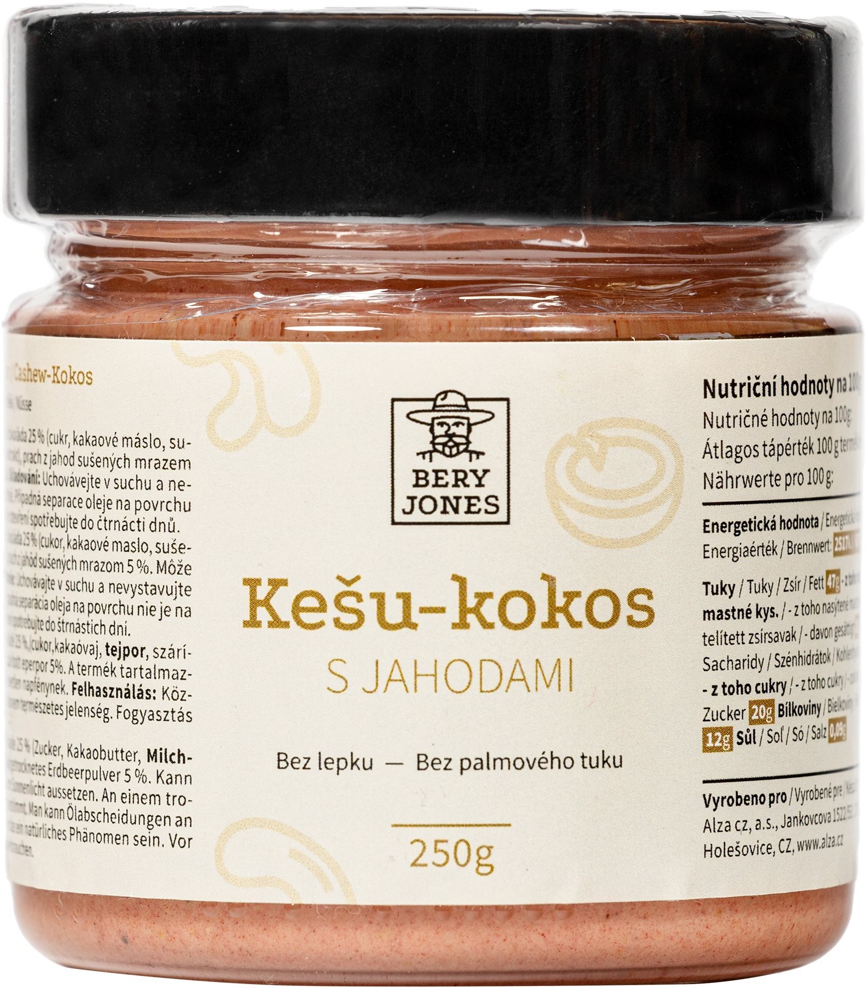 Mogyorókrém Bery Jones Kesudió krém kókusszal és eperrel 250g