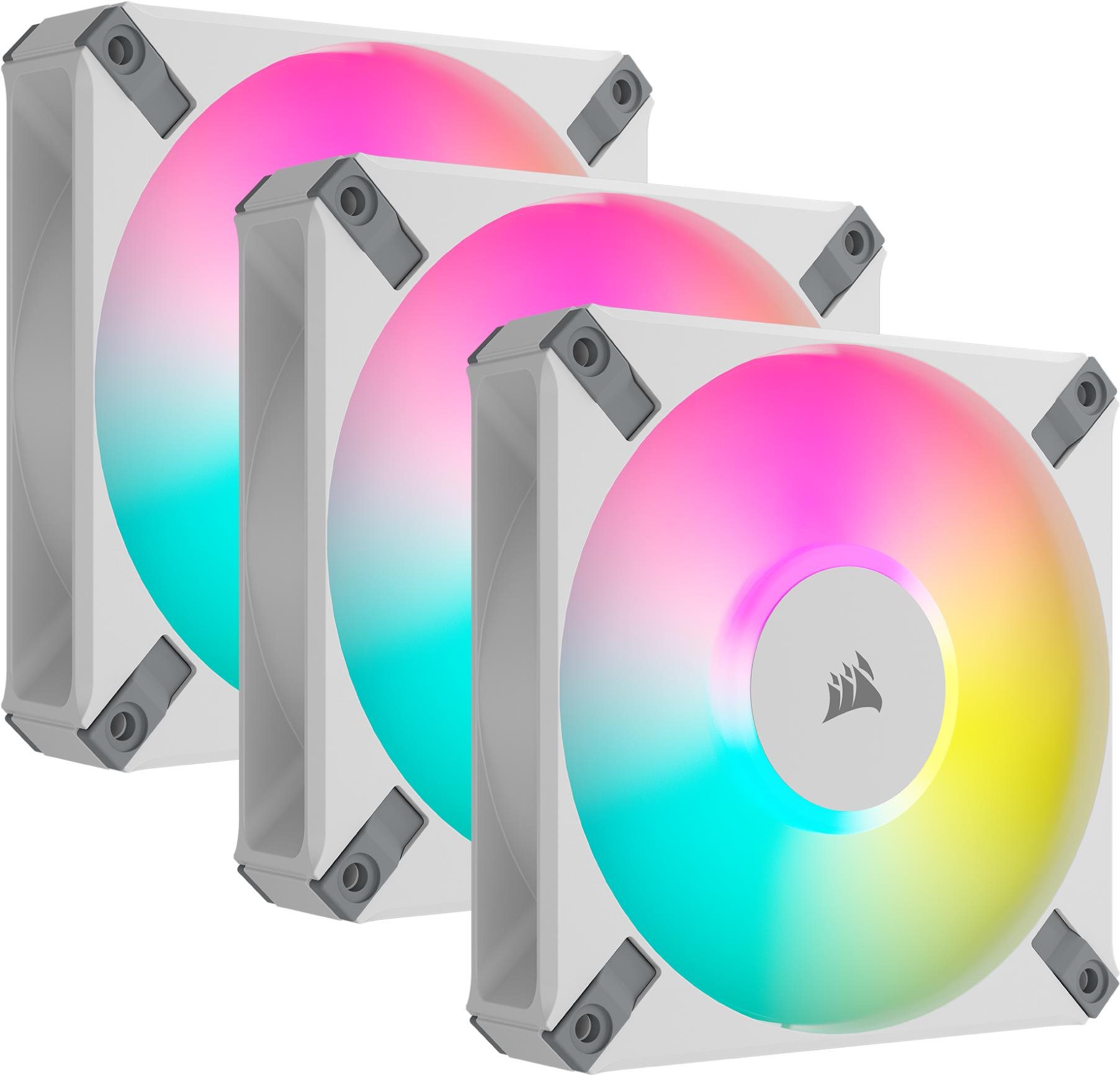 Számítógép ventilátor Corsair iCUE AF120 RGB ELITE Triple Pack White + Lightning Node Core White