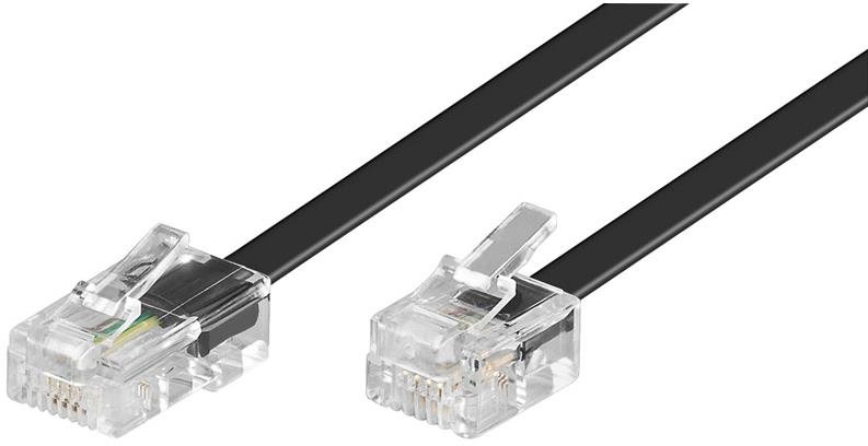 Telefonkábel PremiumCord Egyenes telefonkábel 8P4C (RJ-45) plug - 6P4C (RJ-11) plug 3 m - fekete