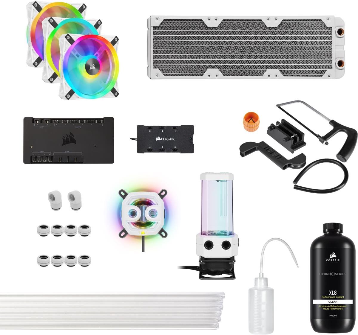 Vízhűtés Corsair Hydro X Series iCUE XH305i RGB PRO WHITE Custom Cooling Kit