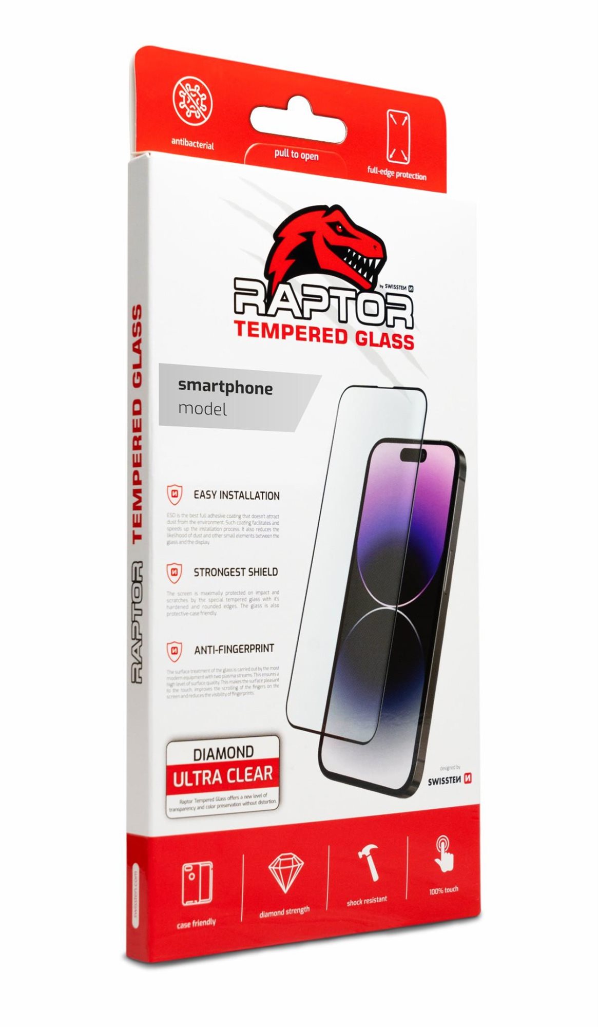 Üvegfólia Swissten Raptor Diamond Ultra Clear 3D Samsung Galaxy S22 üvegfólia - fekete