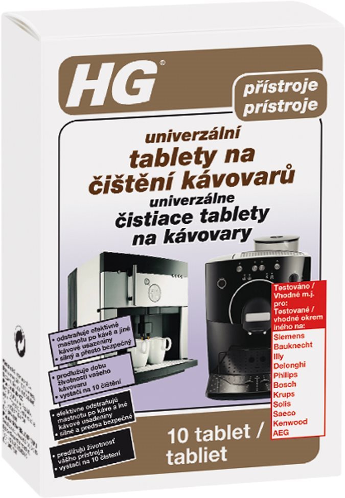 Čistič kávovarů HG Univerzální tablety na čištění kávovarů 10 ks