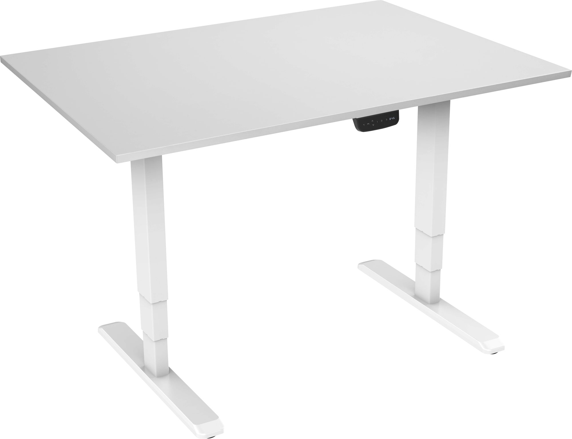 Állítható magasságú asztal AlzaErgo Table ET1 NewGen fehér + TTE-12 120x80cm fehér laminált asztallap