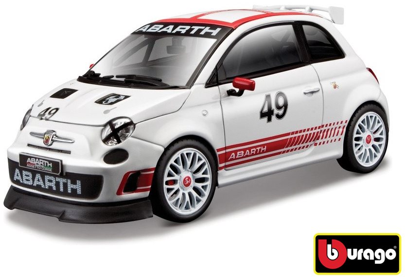 Autó makett Bburago Race Abarth 500 White