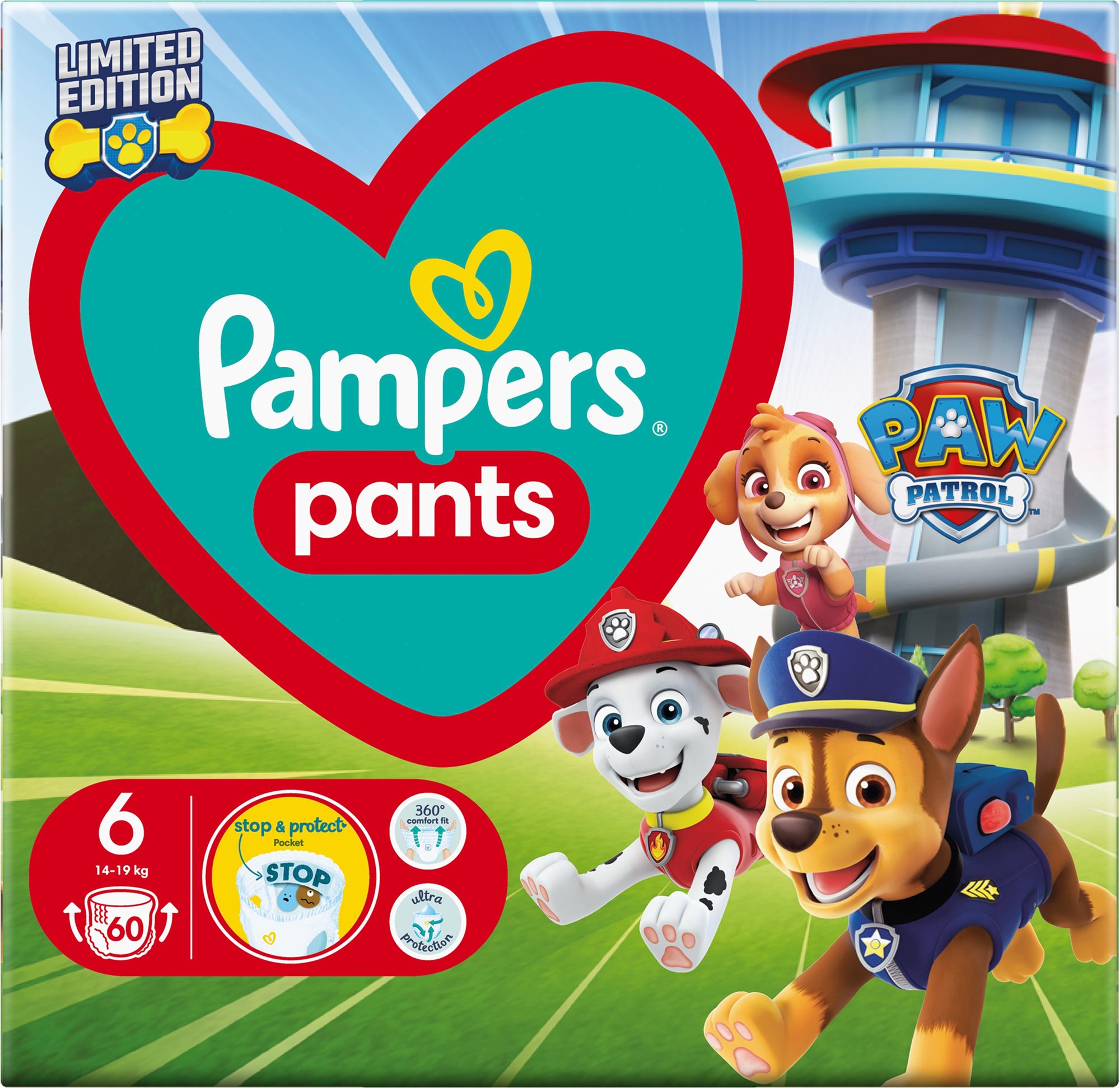 Bugyipelenka PAMPERS Active Baby Pants Paw Patrol 6-os méret (60 db)