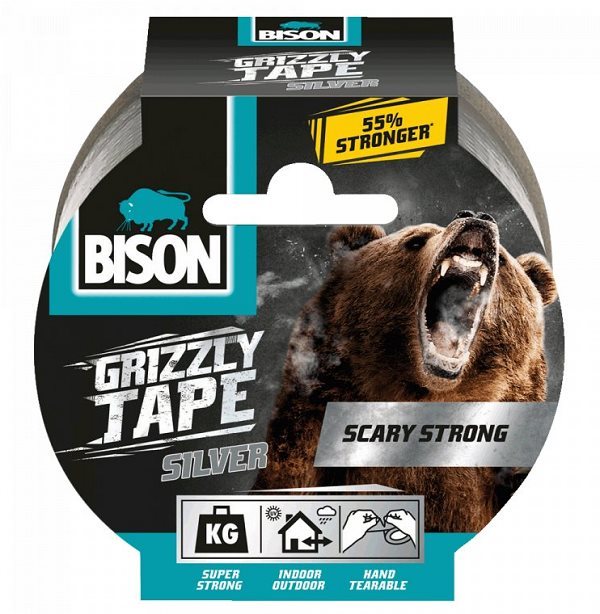 Ragasztó szalag BISON GRIZZLY TAPE 10 m ezüst