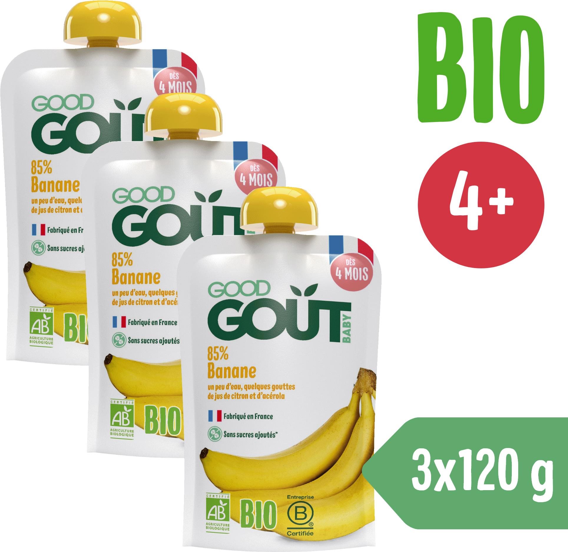 Tasakos gyümölcspüré Good Gout Bio Banán (3×120 g)