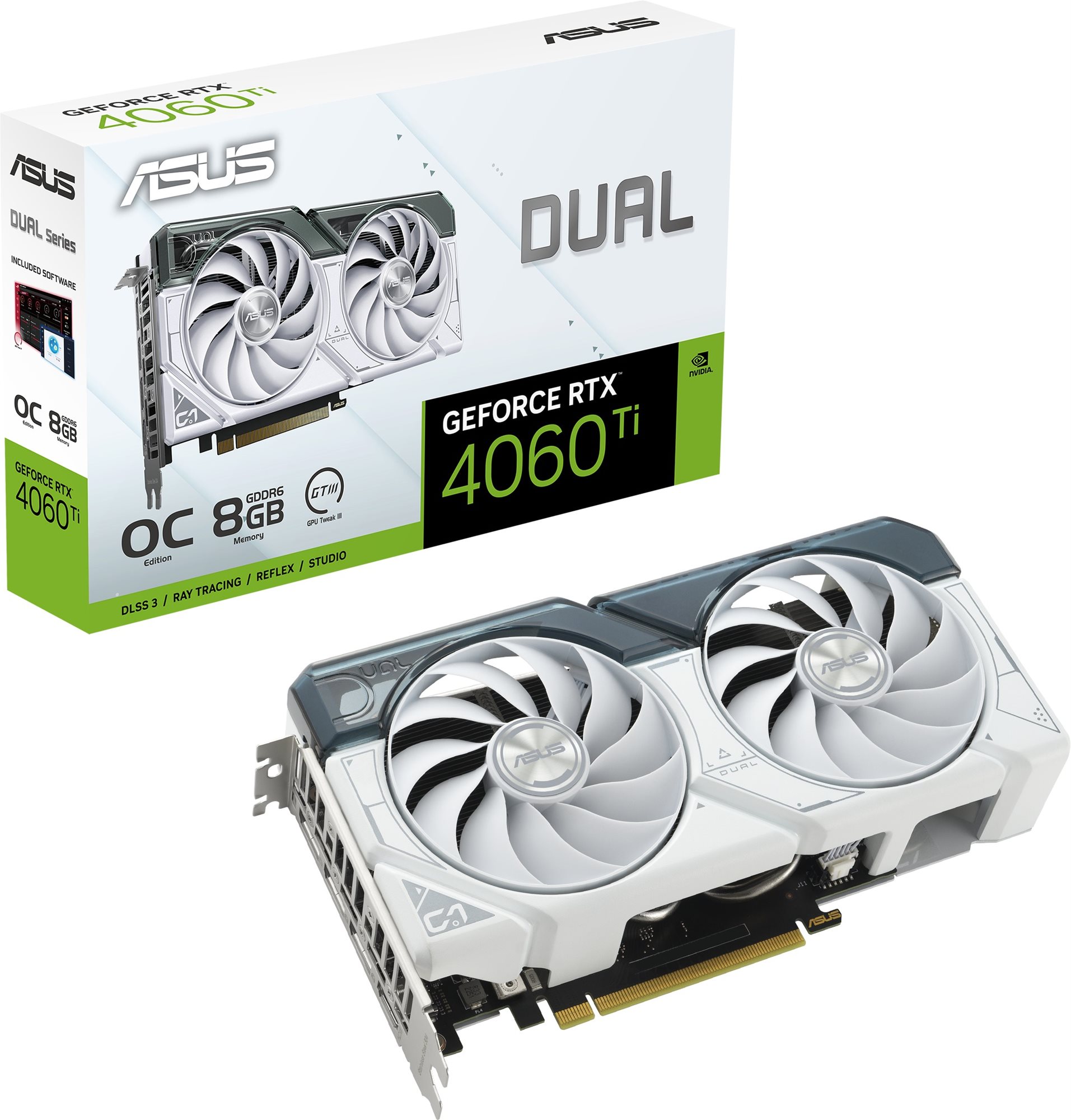 Videókártya ASUS DUAL GeForce RTX 4060 Ti O8G White