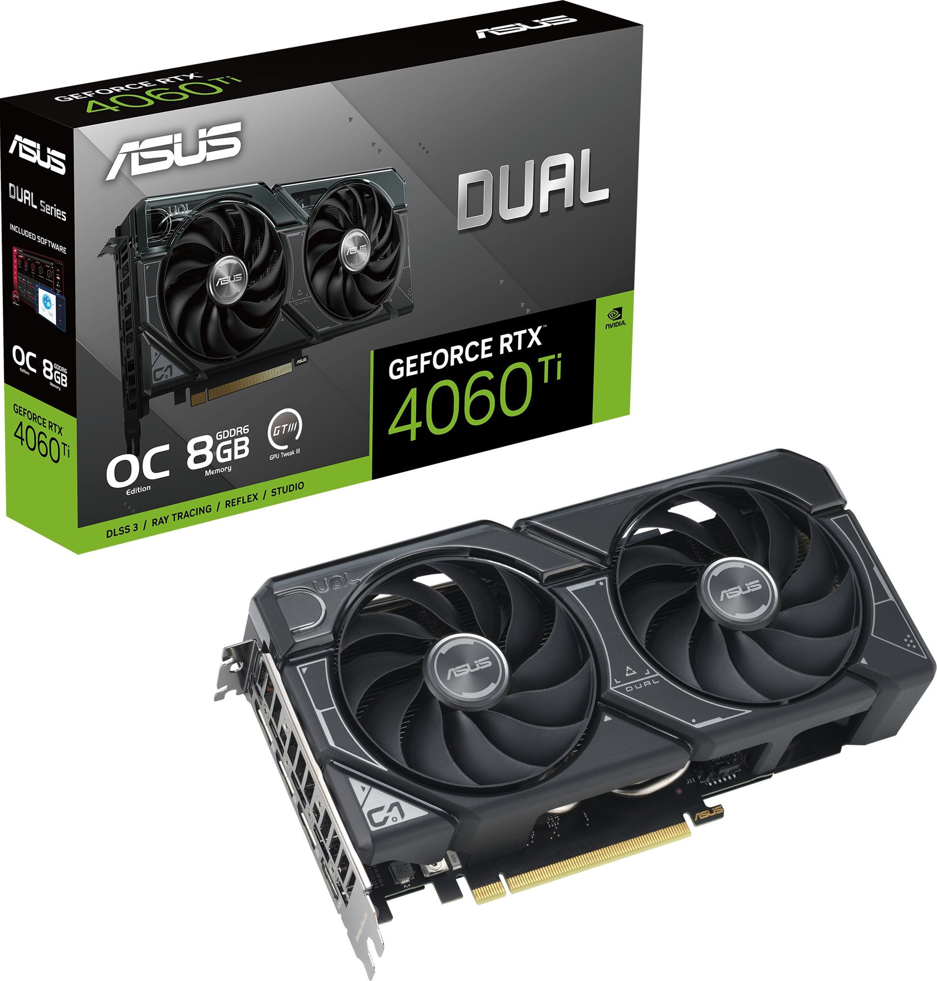 Videókártya ASUS DUAL GeForce RTX 4060 Ti O8G